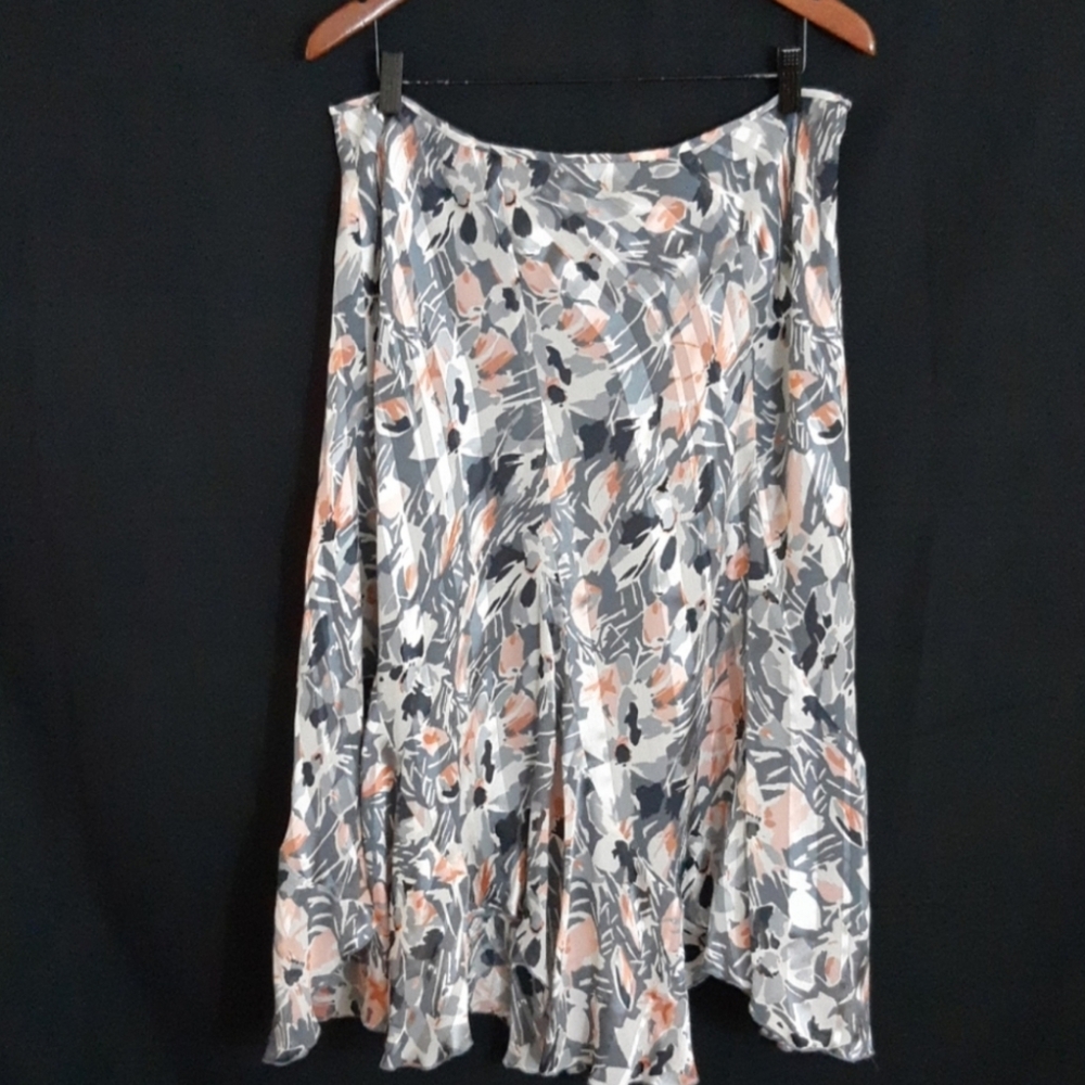 Vintage Anne Klein 100% Silk Printed Skirt